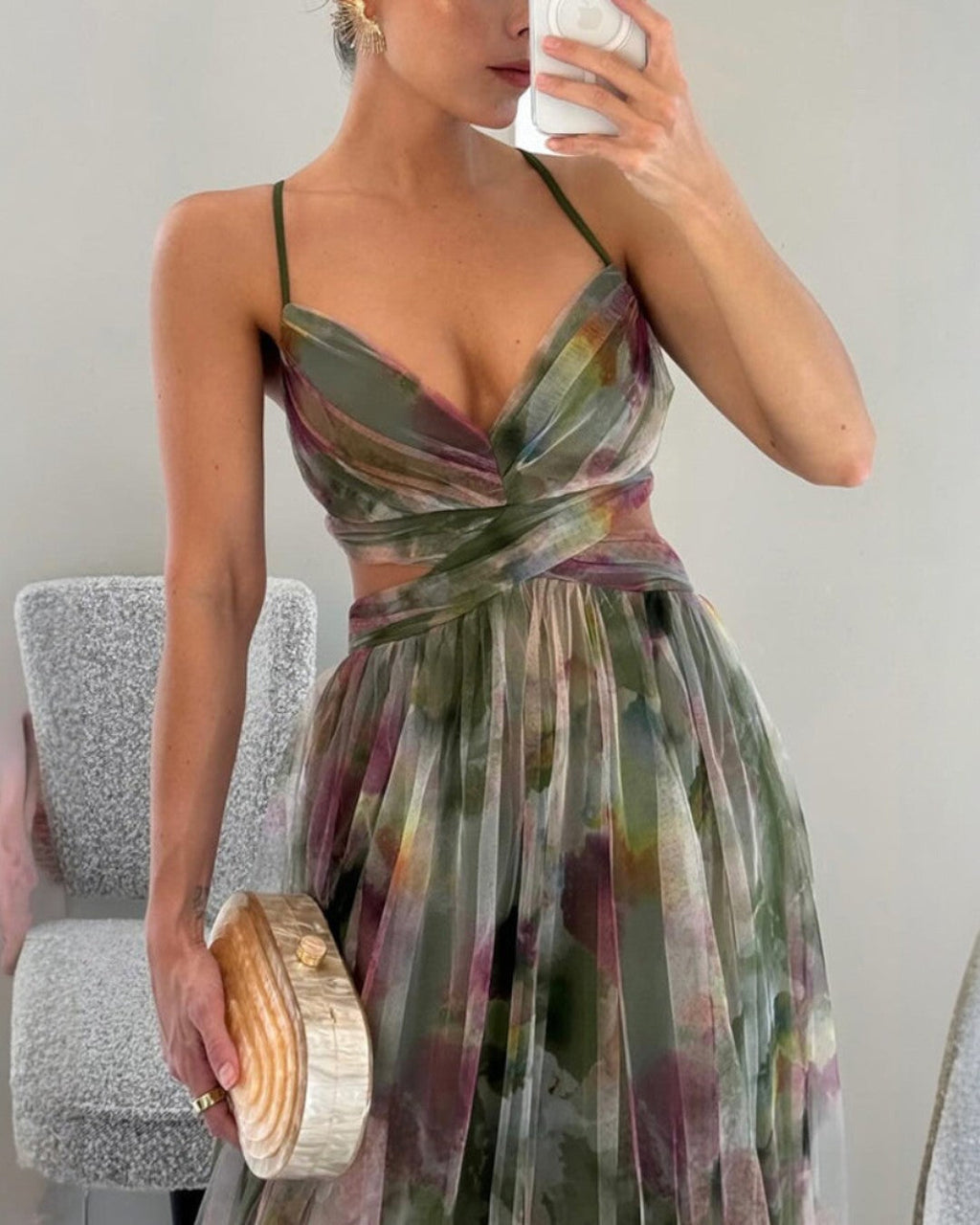 Vestido Largo Fluido con Estampado Floral