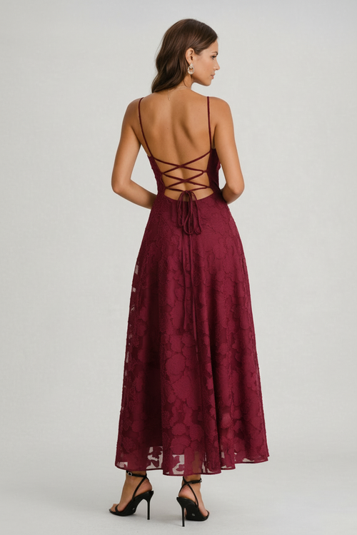 Vestido Midi Burgundy Elegante que Enamora