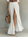 Vestido Maxi Largo para Mujer con Cuello de Solapa y Manga Larga