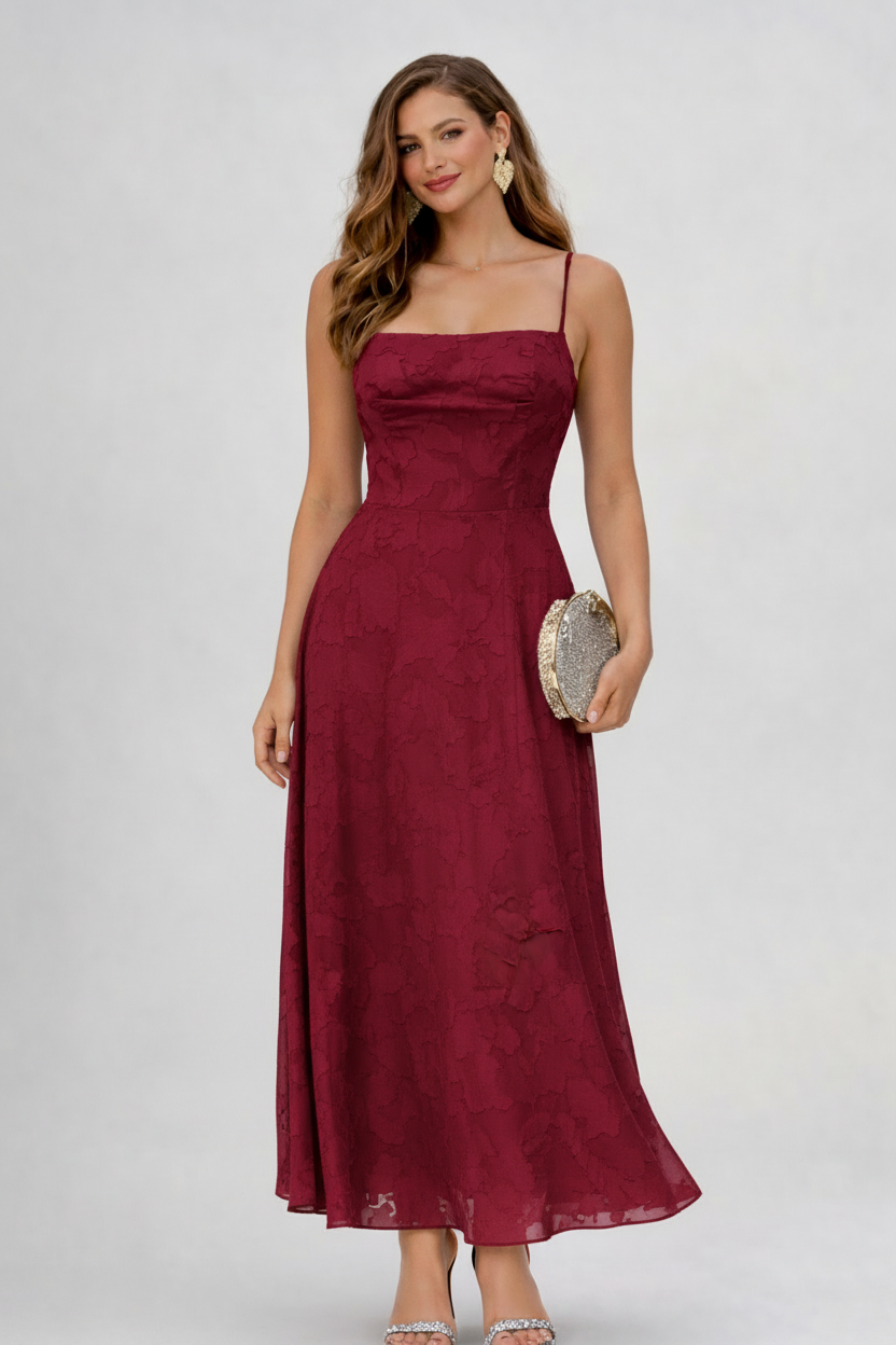Vestido Midi Burgundy Elegante que Enamora