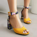 Sandalias de Tacón Ancho con Diseño Floral