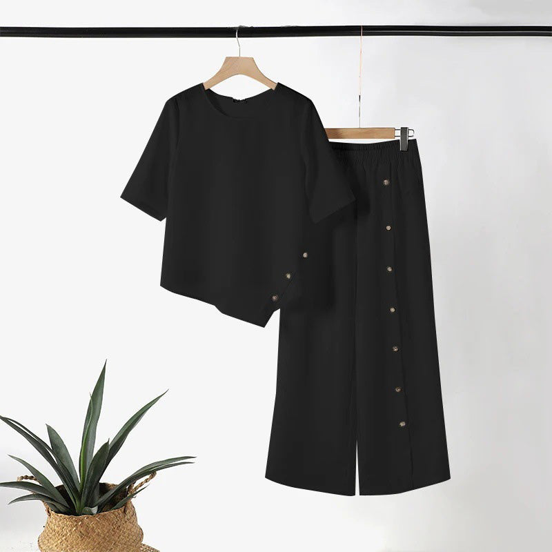 Conjunto de dos piezas para mujer, ideal para el trabajo y el tiempo libre.