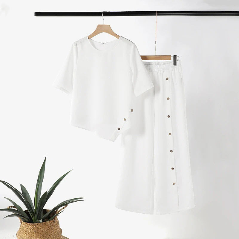 Conjunto de dos piezas para mujer, ideal para el trabajo y el tiempo libre.