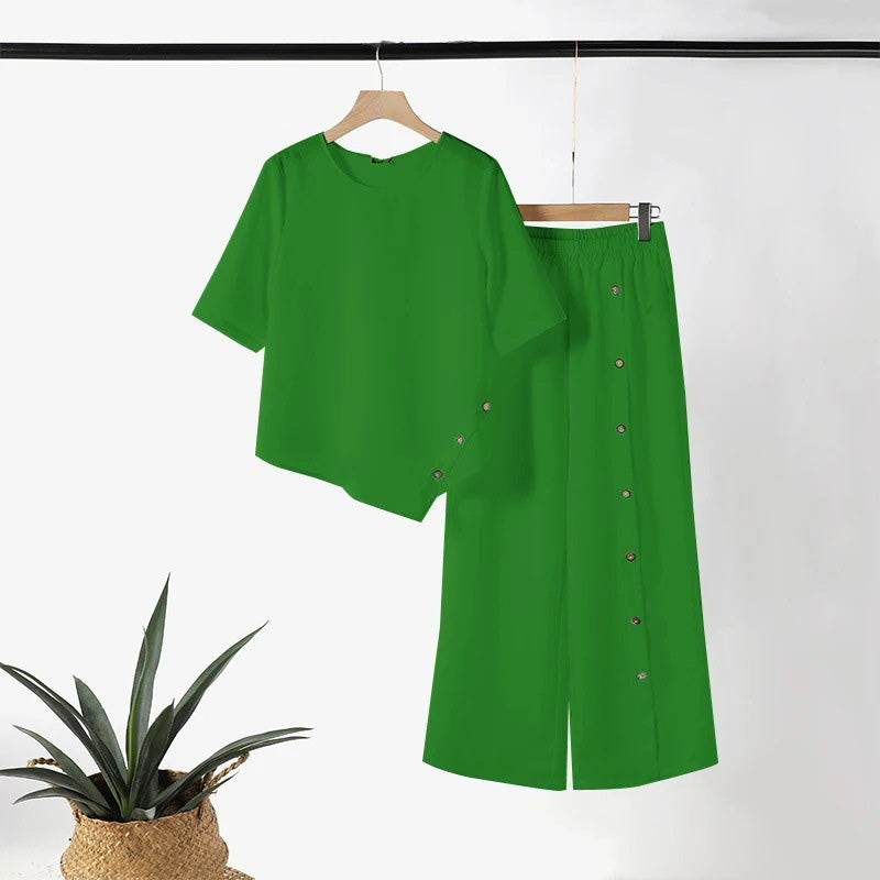 Conjunto de dos piezas para mujer, ideal para el trabajo y el tiempo libre.