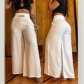 Pantalones de mujer de cintura alta, pierna ancha, detalle de cinturón y look versátil ✨